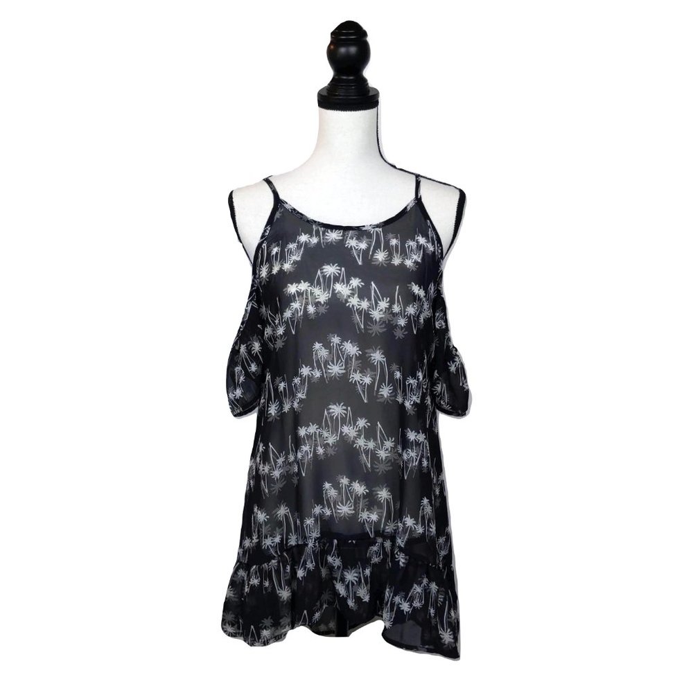 Miken Palm Tree Cold Shoulder Swim Cover Up